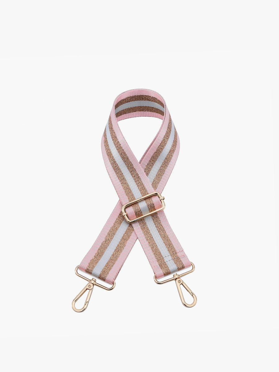 Striped Guitar Strap Pink/Gold - Jen & Co. vegan handbag