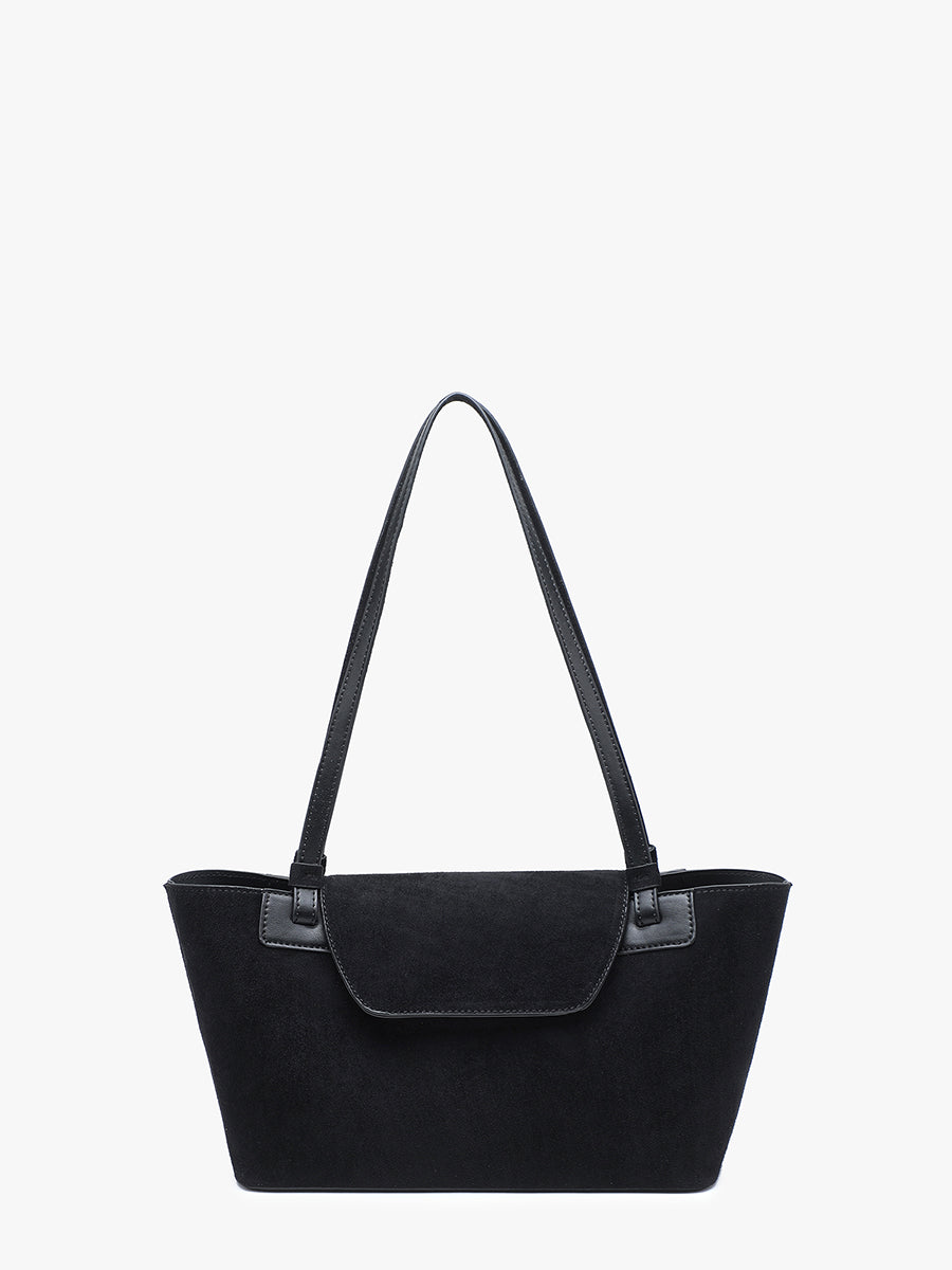 Reese Vegan Suede Shoulder Bag Black - Jen & Co. vegan handbag