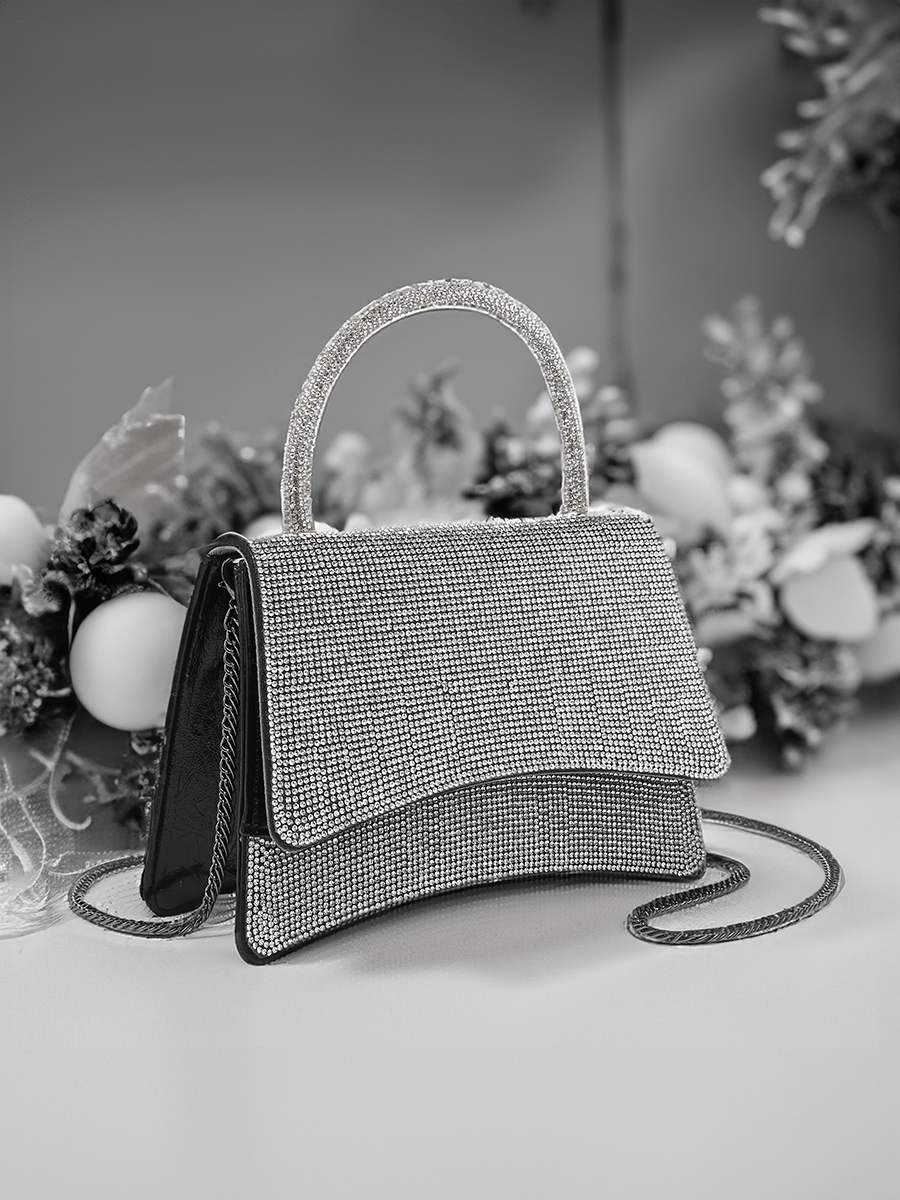 Aurora Rhinestone Clutch/Crossbody in - Jen & Co. vegan handbag