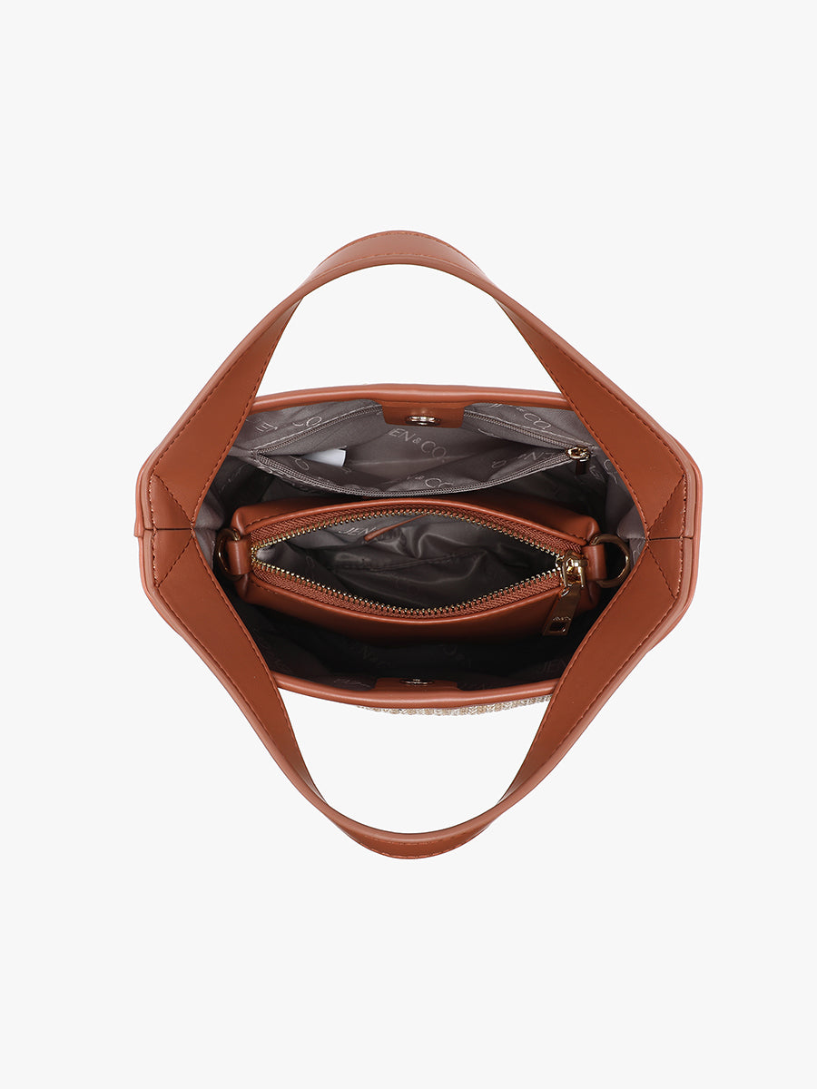 Blakely Vegan Straw Bucket Bag - Jen & Co. vegan handbag