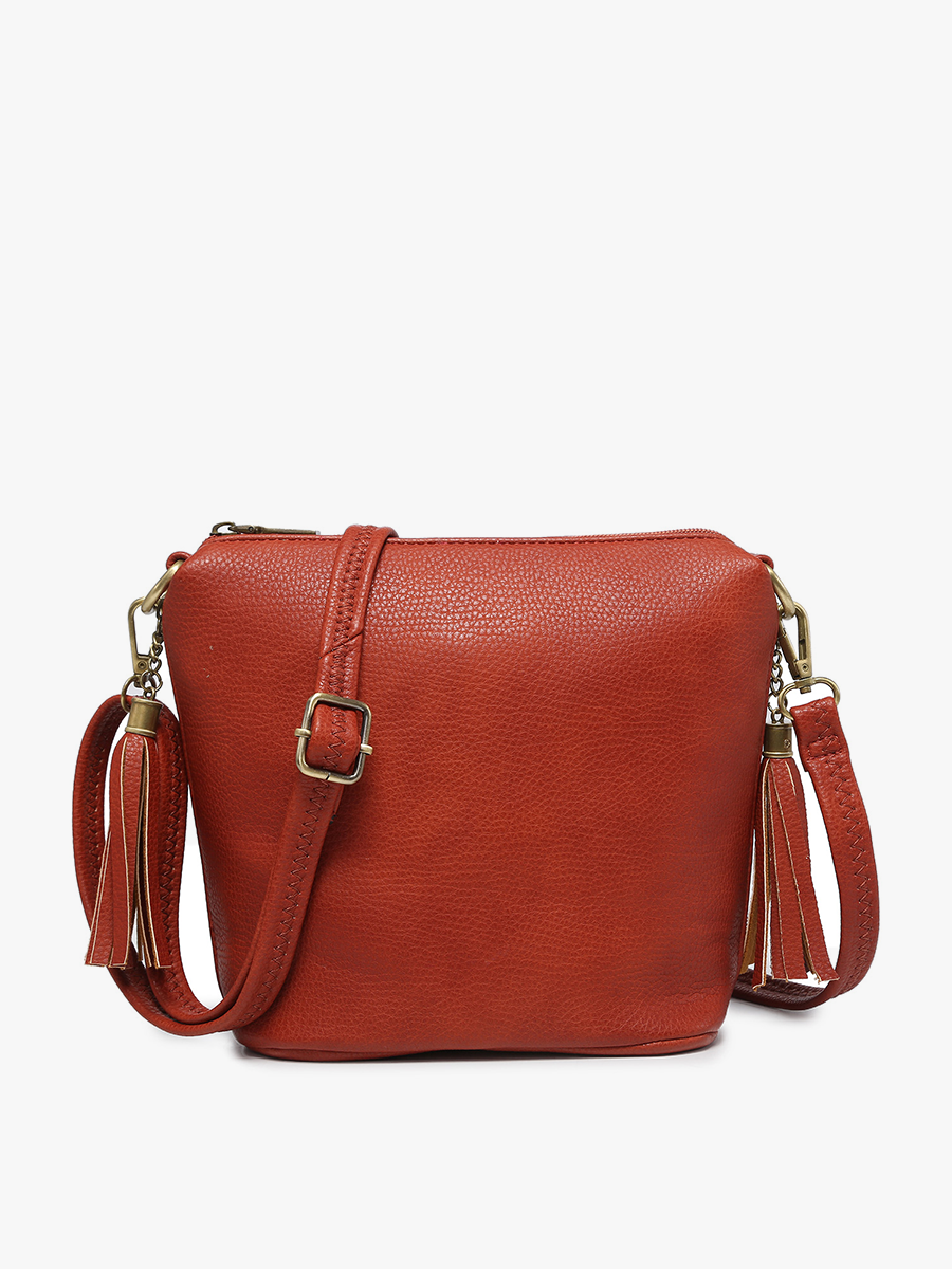 Dylan Vegan Crossbody in Rust - Jen & Co. vegan handbag