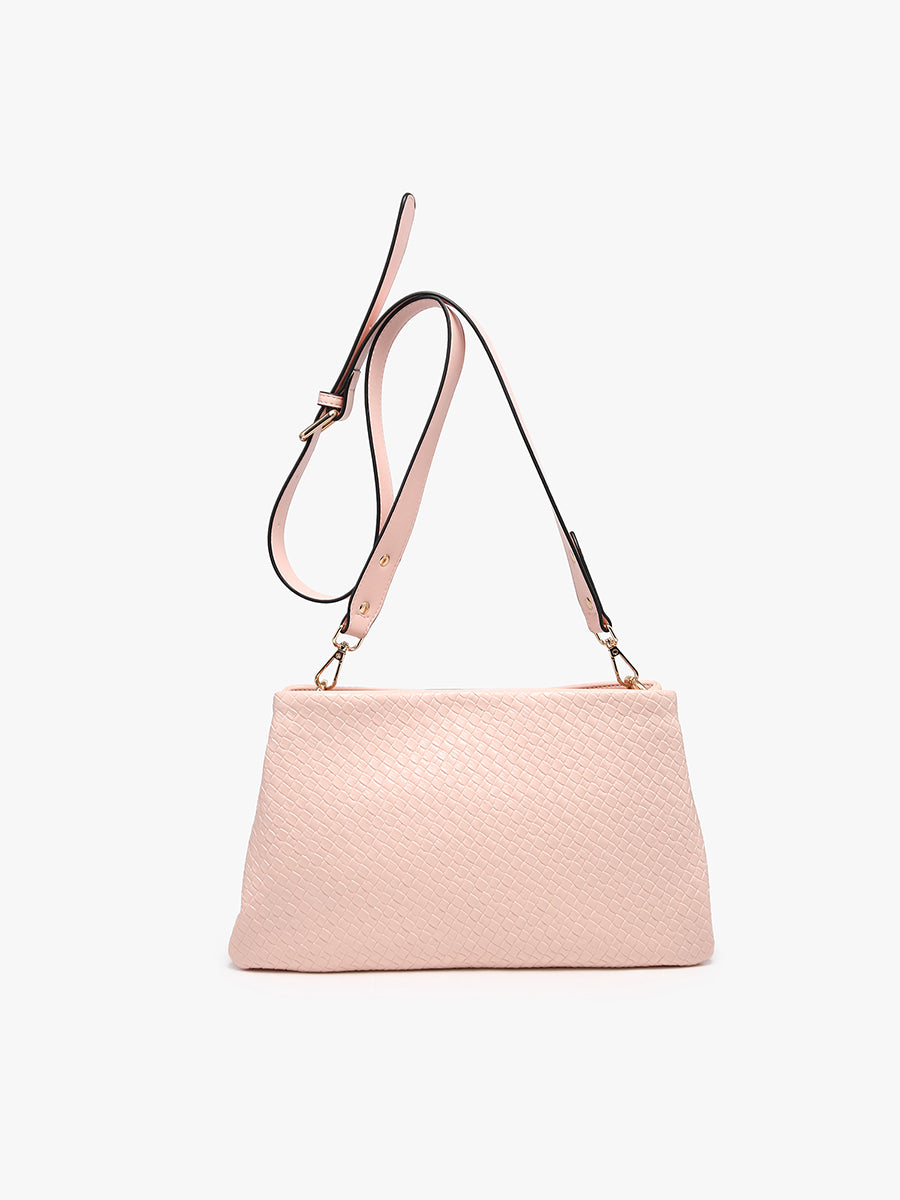 Hallie Vegan Faux Woven Crossbody in - Jen & Co. vegan handbag