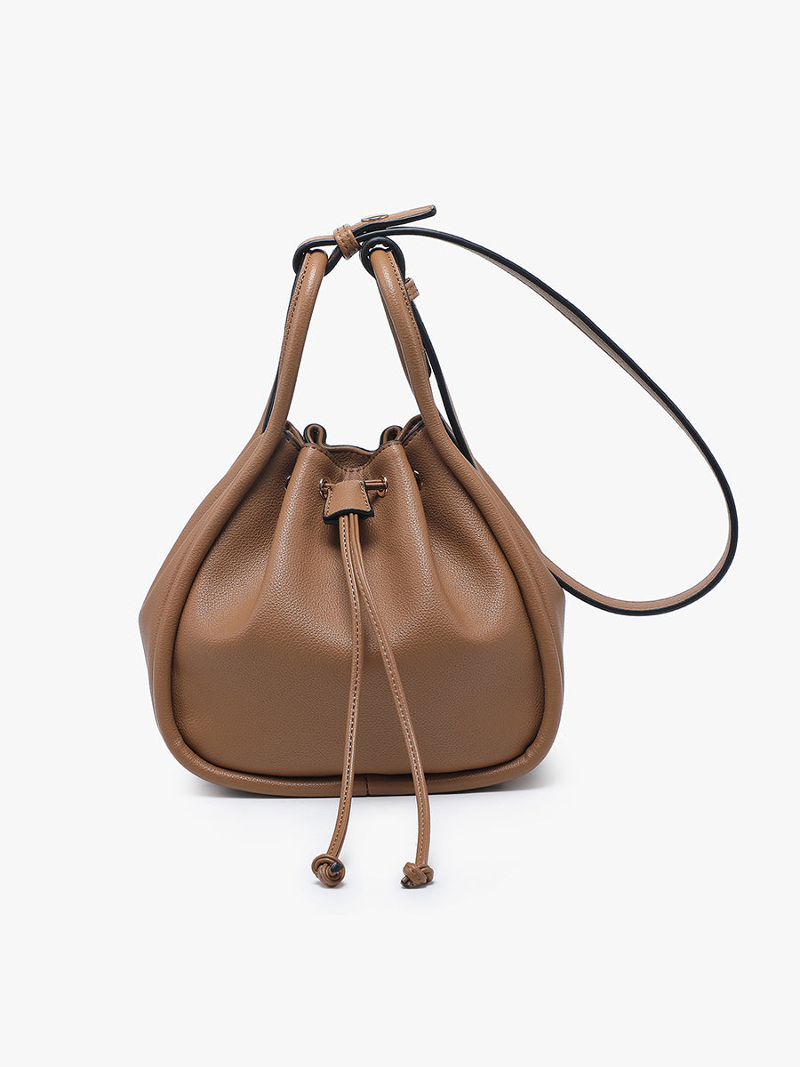 Sophie Vegan Drawstring Bucket Bag Brown - Jen & Co. vegan handbag