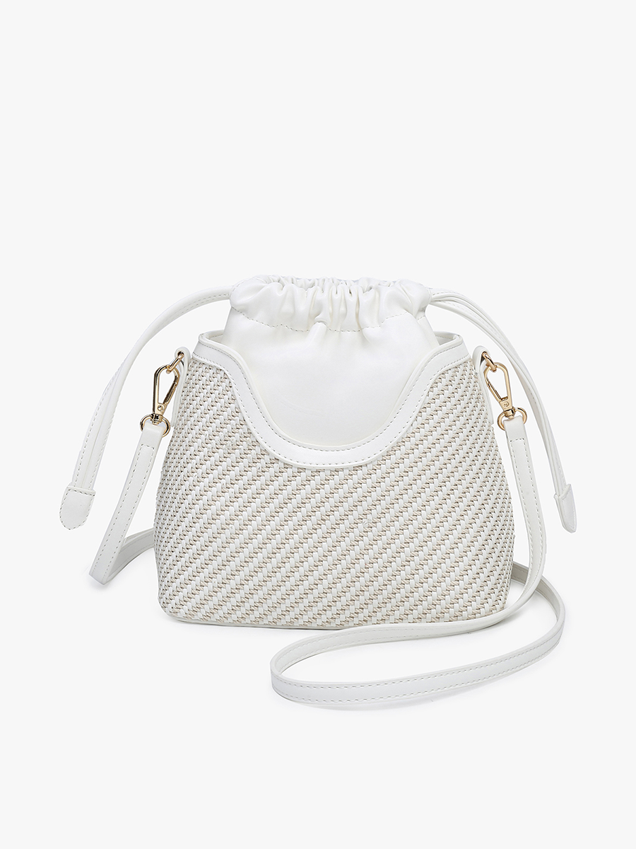 Juniper Vegan Woven Bucket Bag White - Jen & Co. vegan handbag