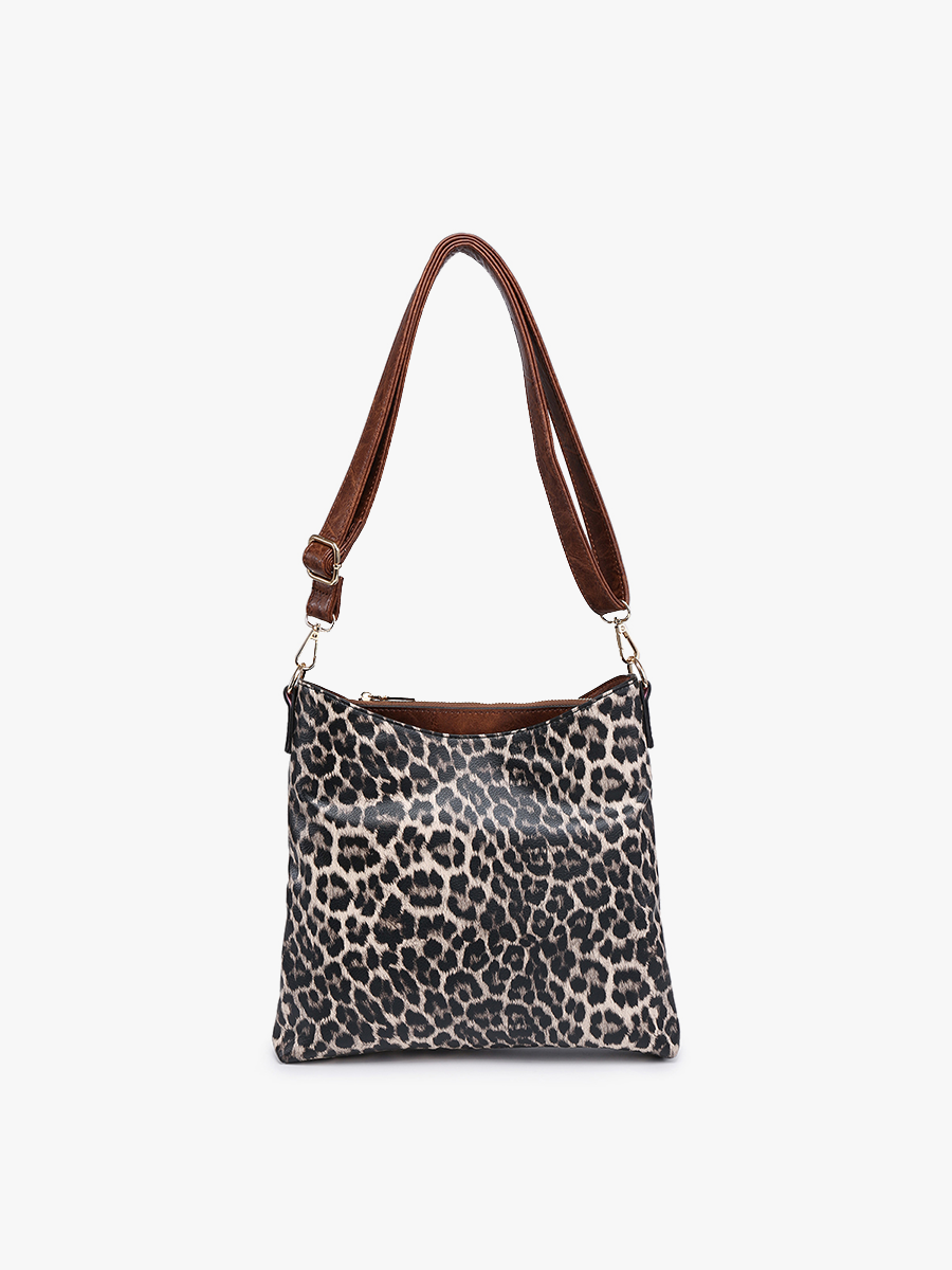 Emma Vegan Crossbody in Leopard Khaki - Jen & Co. vegan handbag