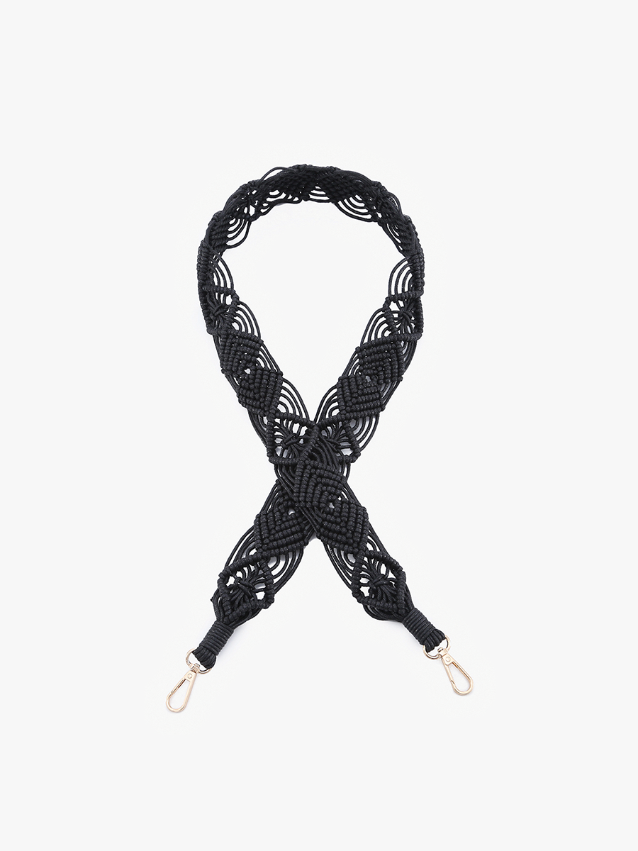 Macrame Strap Black - Jen & Co. vegan handbag
