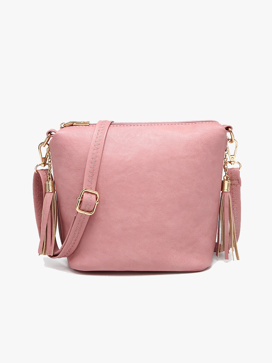 Dylan Vegan Crossbody in Dusty Rose - Jen & Co. vegan handbag