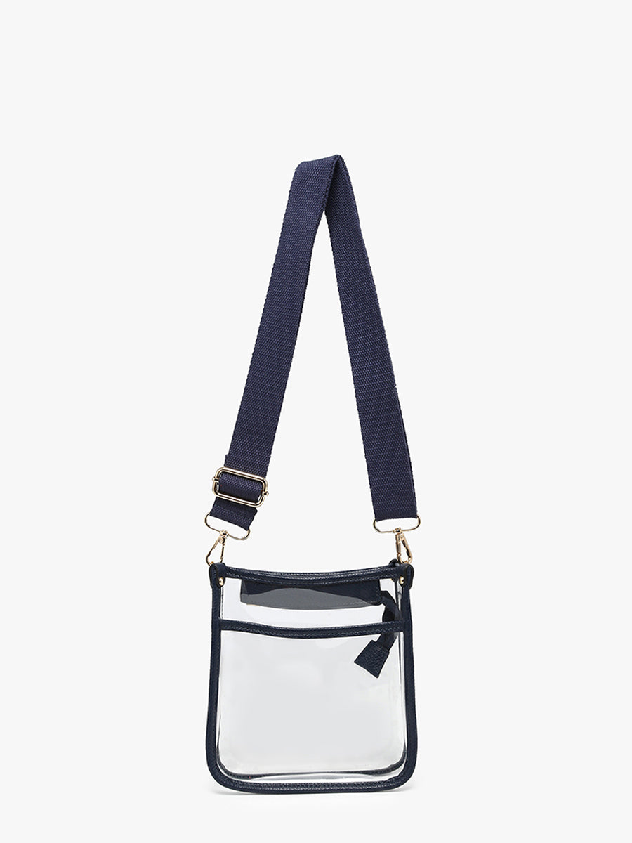 Selah Vegan Clear Crossbody Navy - Jen & Co. vegan handbag