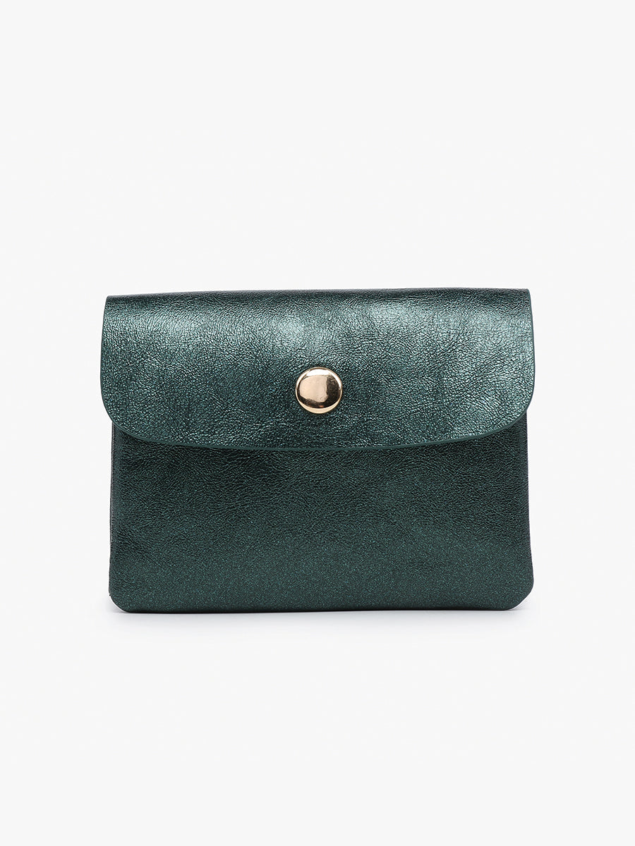 Ethel Vegan Clutch Emerald - Jen & Co. vegan handbag