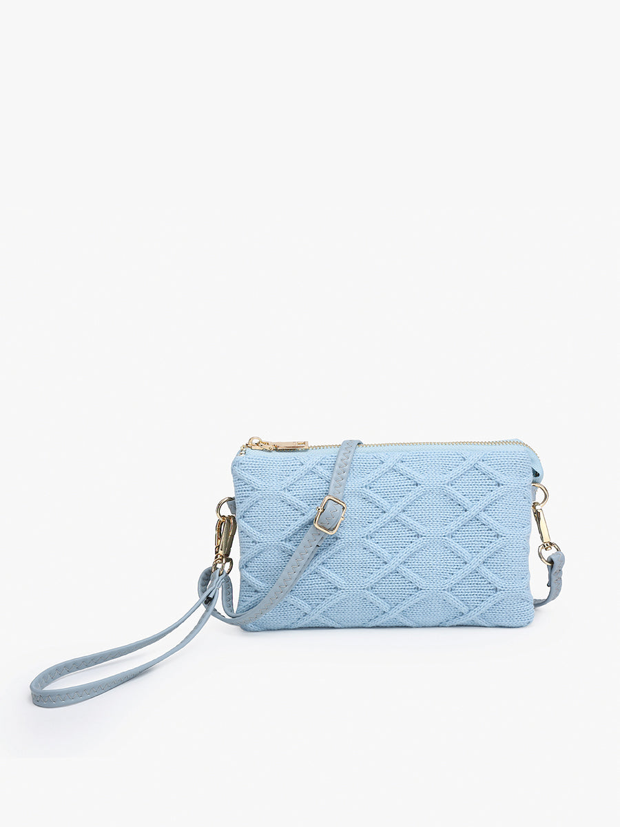 Riley Sweater Crossbody Blue - Jen & Co. vegan handbag