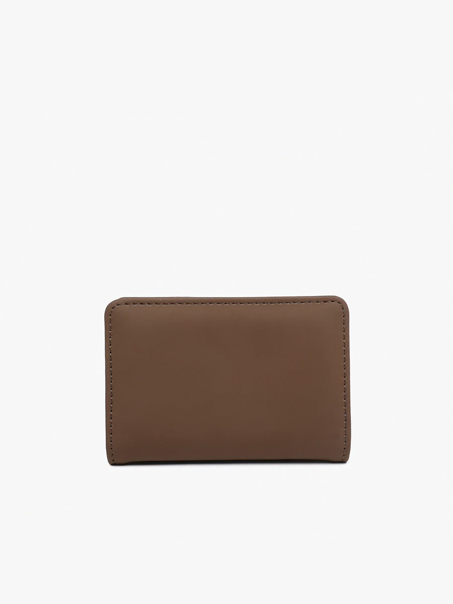 Evie Vegan Bifold Wallet in Dark Brown - Jen & Co. vegan handbag
