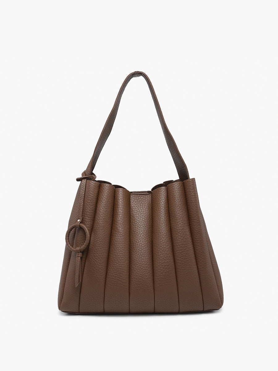 Josie Vegan Pleated Tote Chocolate - Jen & Co. vegan handbag