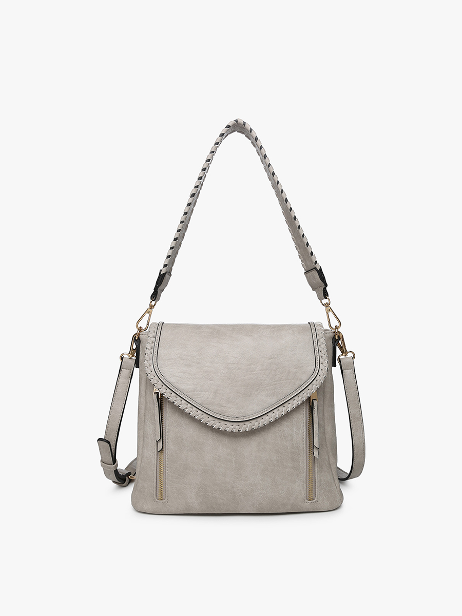 Lorelei Vegan Crossbody Lt. Grey - Jen & Co. vegan handbag