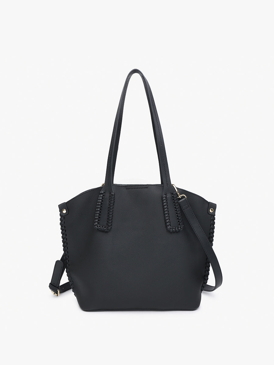 Micah Vegan Whipstitch Tote Black - Jen & Co. vegan handbag