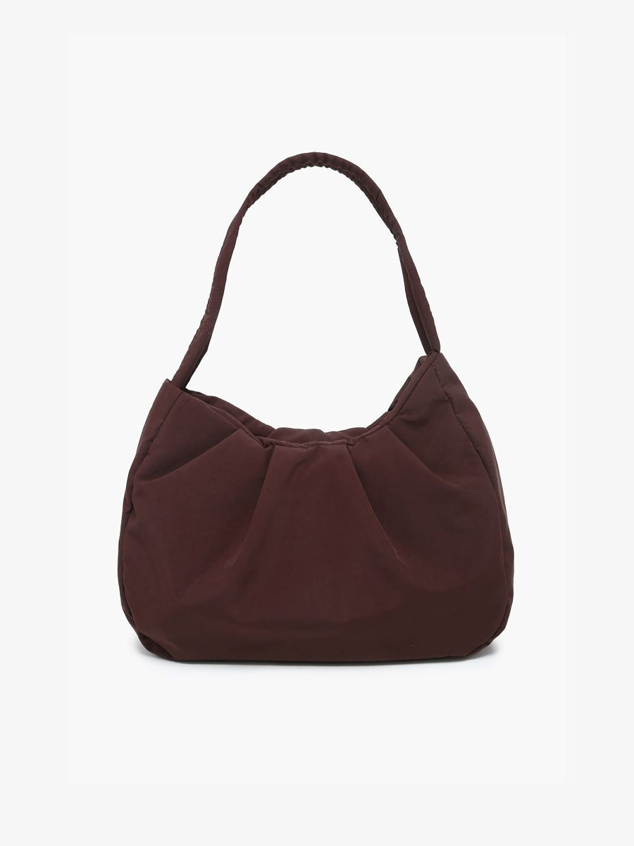 Minnie Nylon Shoulder Bag Chocolate - Jen & Co. vegan handbag