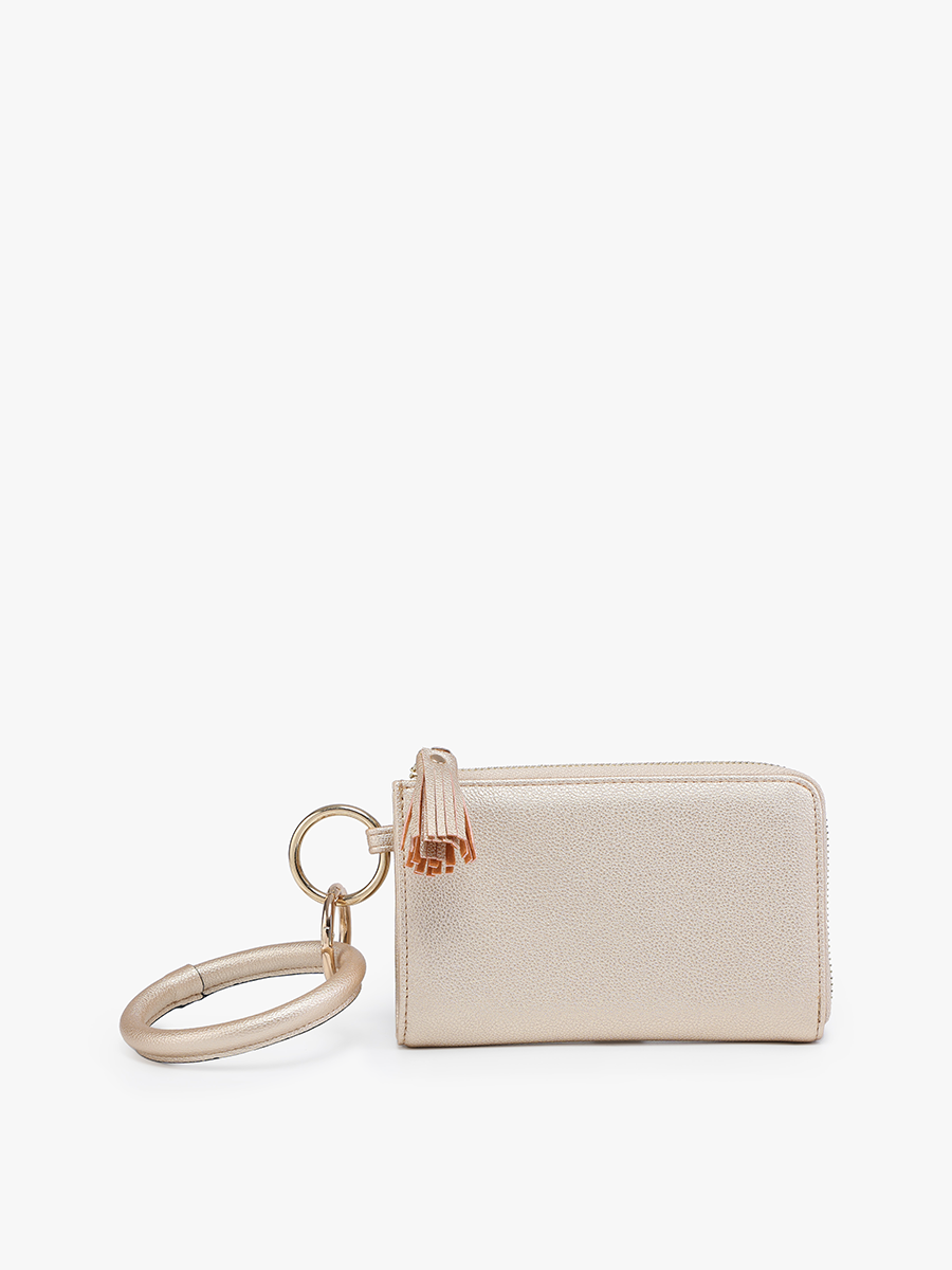Liv Vegan Bangle Wristlet in Gold - Jen & Co. vegan handbag