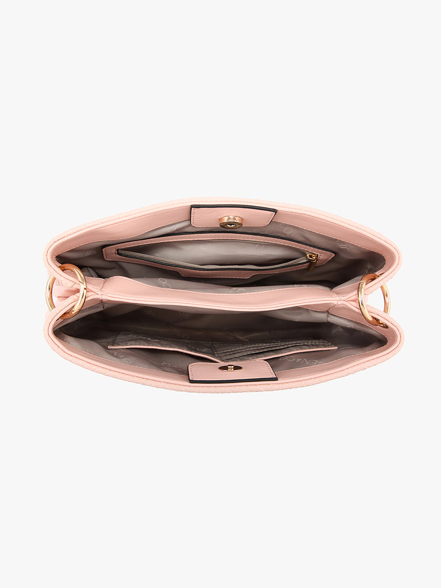 Hallie Vegan Faux Woven Crossbody in - Jen & Co. vegan handbag