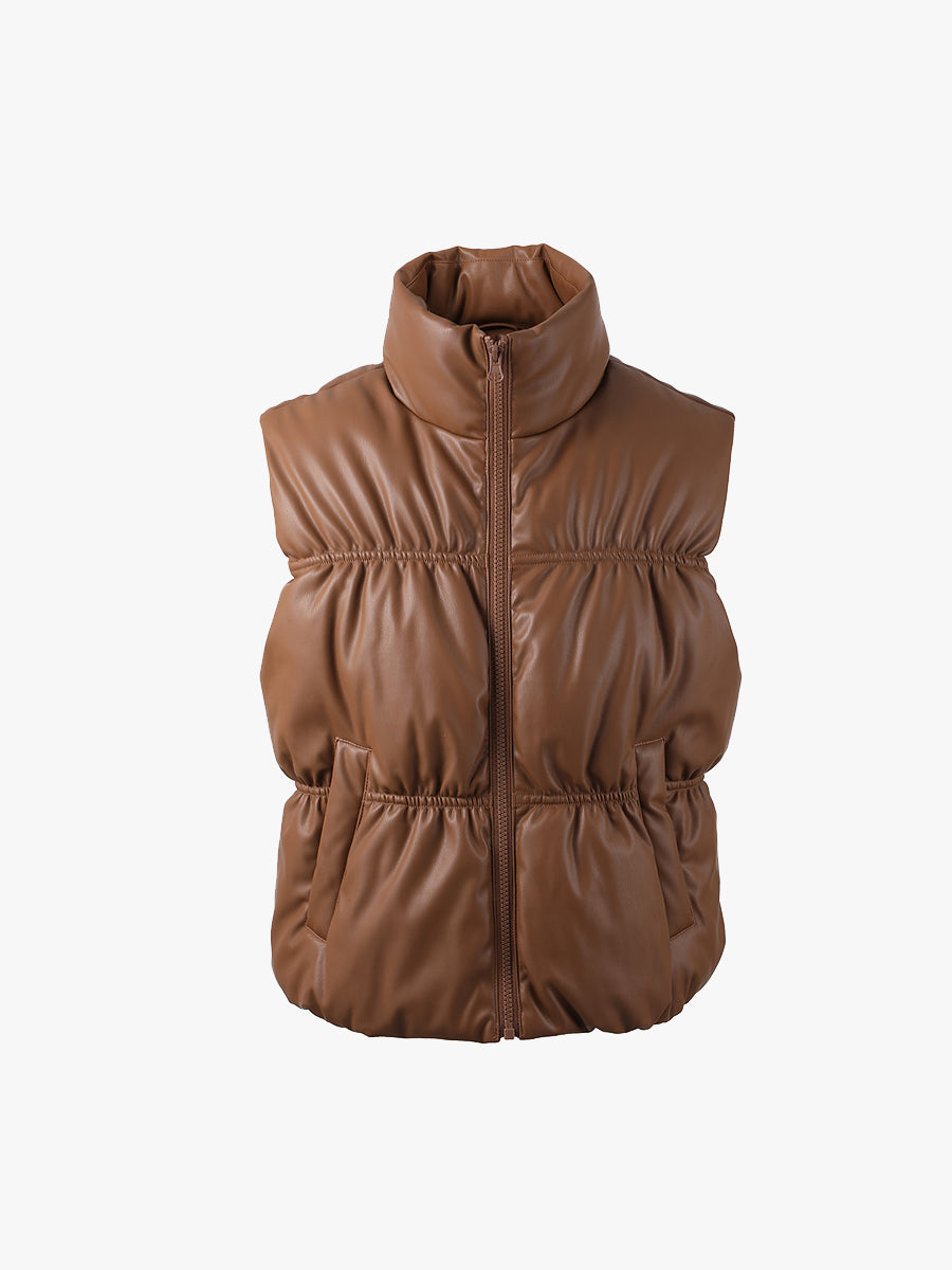 Cindy Vegan Leather Vest Brown - Jen & Co. vegan handbag