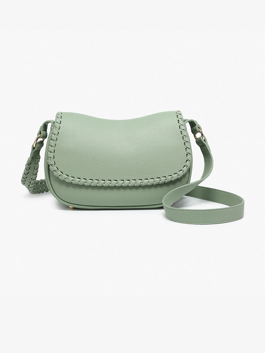 Daia Vegan Whipstitch Crossbody Lt. Sage - Jen & Co. vegan handbag