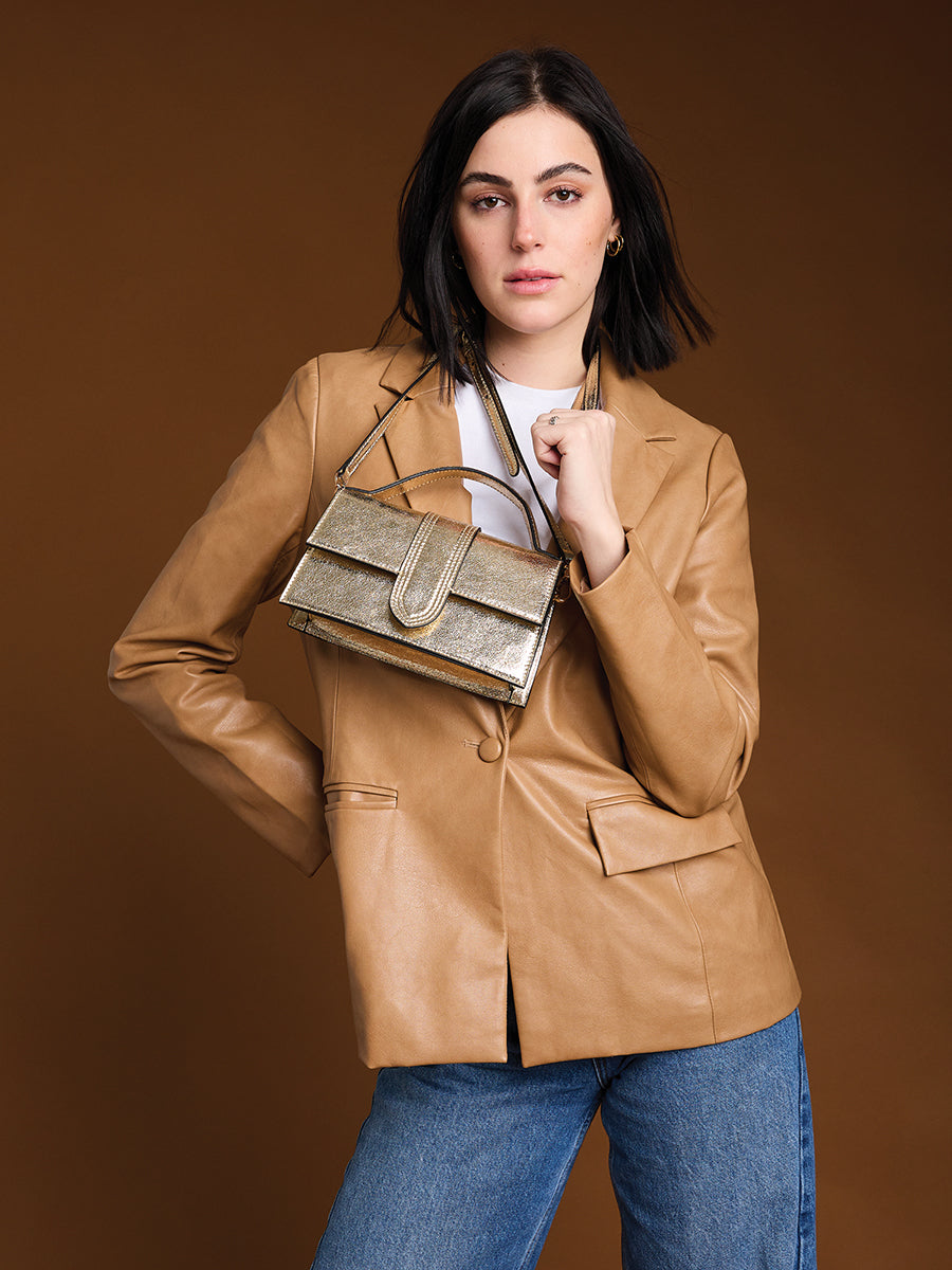 Capri Vegan Metallic Clutch - Jen & Co. vegan handbag