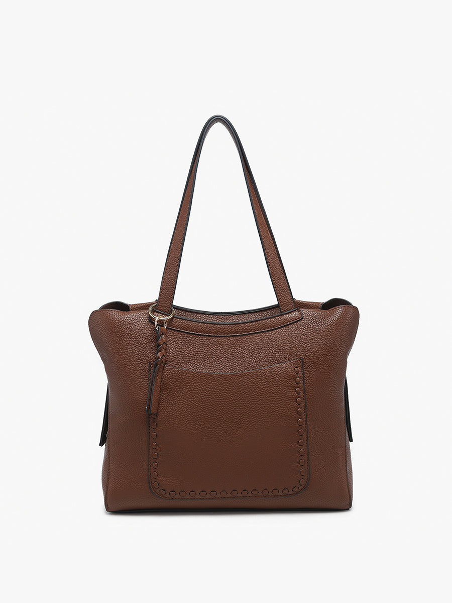 Hunter Vegan Distressed Tote Brown - Jen & Co. vegan handbag