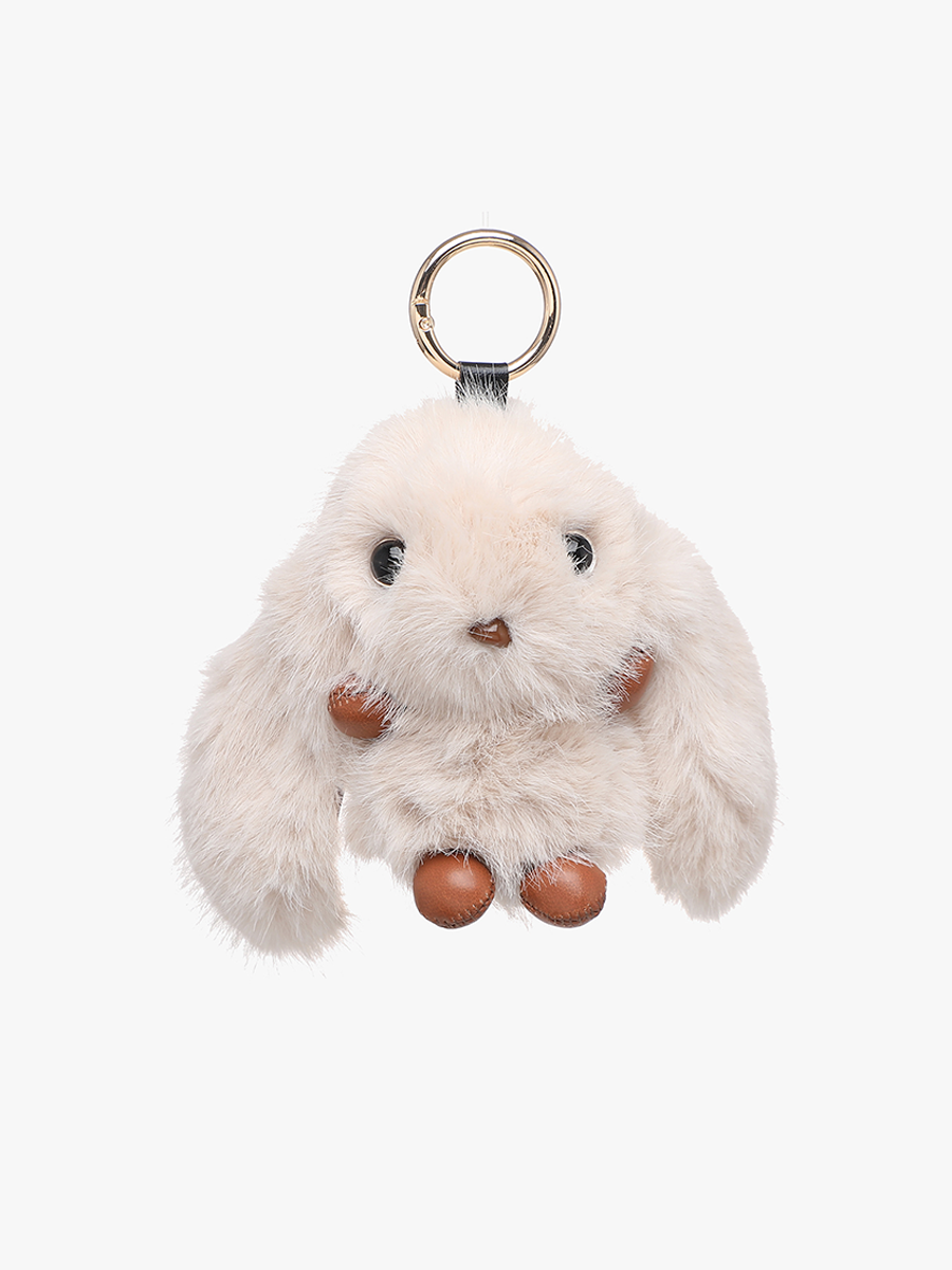 Fur Bag Charm Bunny Beige - Jen & Co. vegan handbag