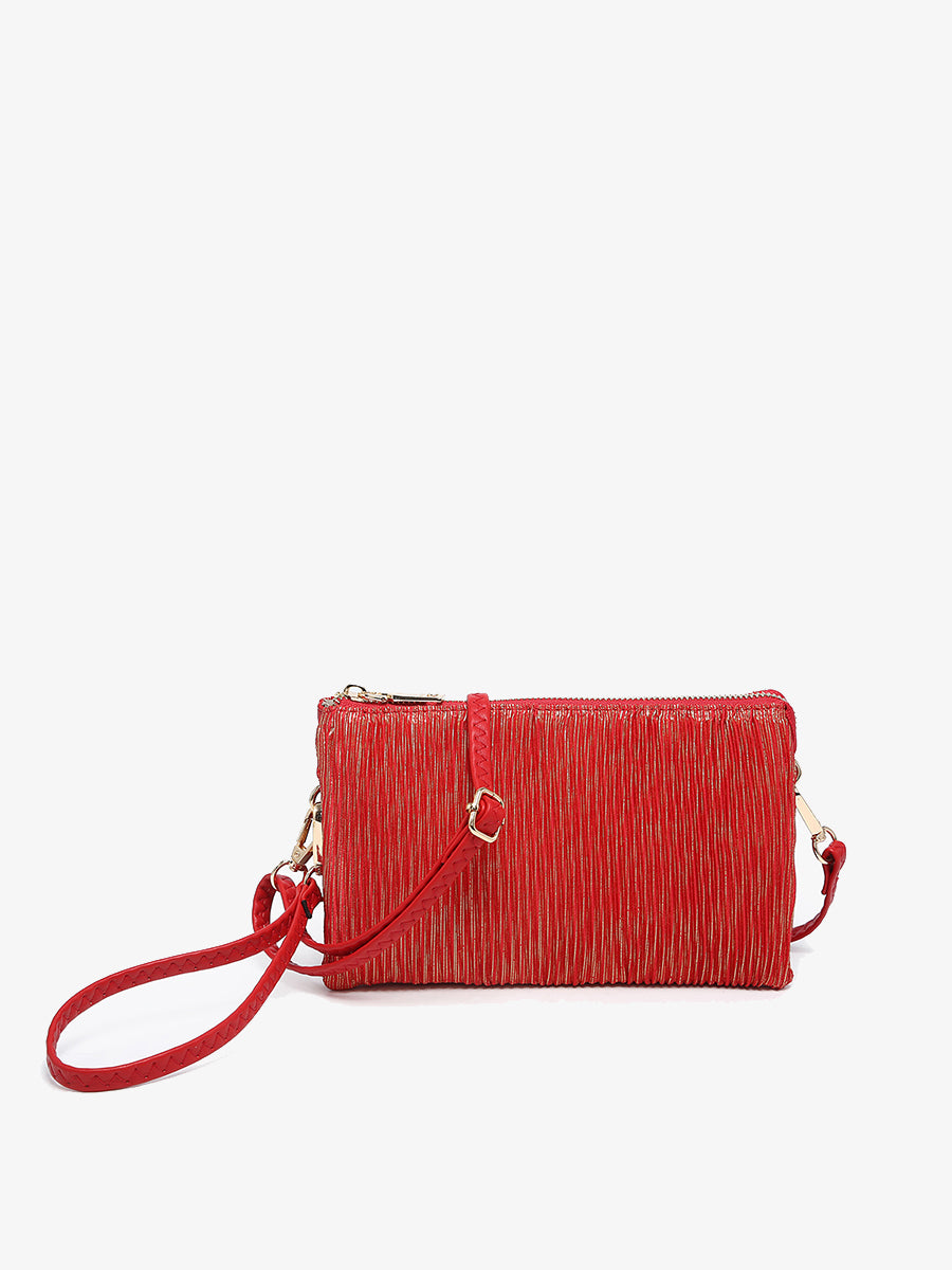 Riley Shimmer Stripe Crossbody in Red - Jen & Co. vegan handbag