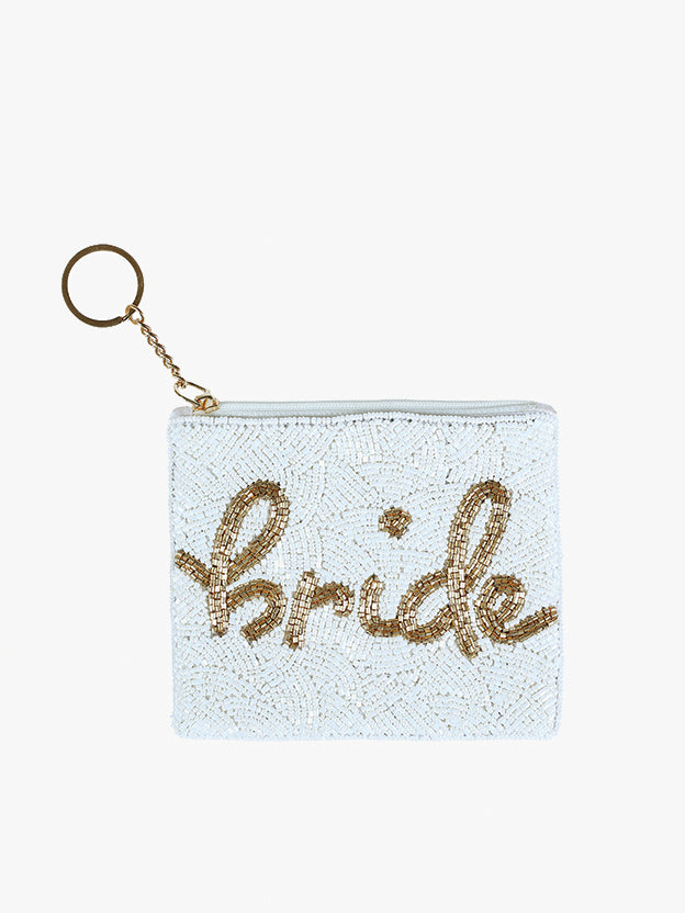 Ricki Beaded Coin Pouch Gold Bride - Jen & Co. vegan handbag