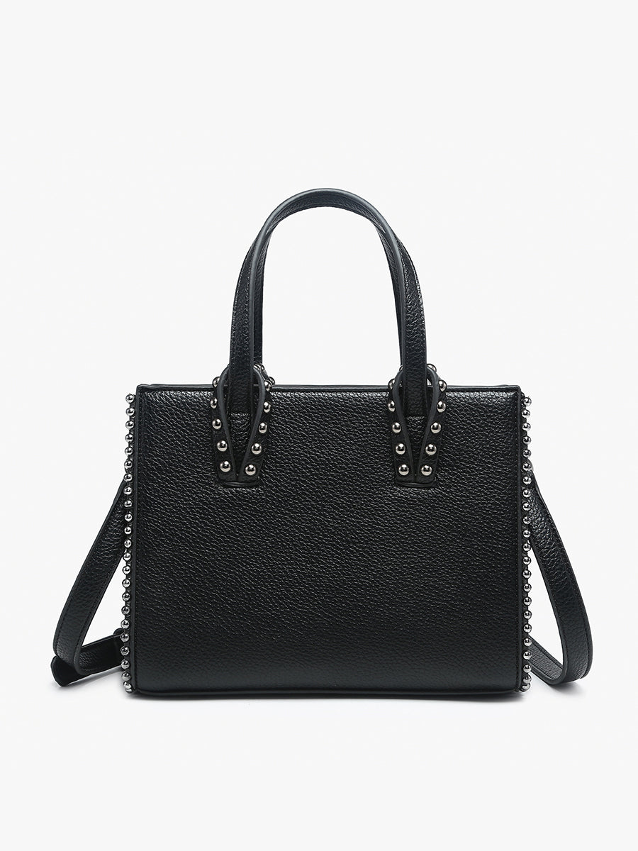 Brenda Vegan Studded Trim Tote in Black - Jen & Co. vegan handbag