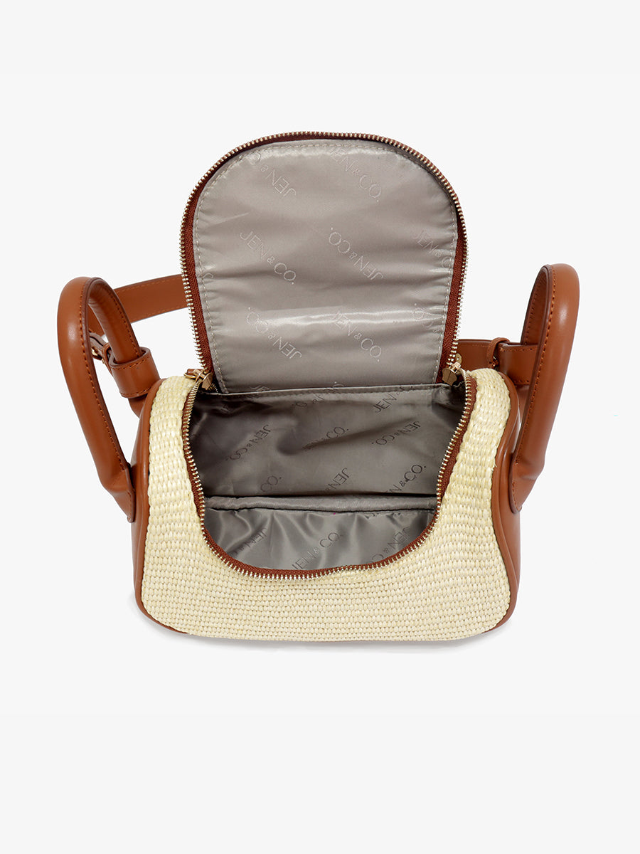 Susan Vegan Straw Crossbody - Jen & Co. vegan handbag