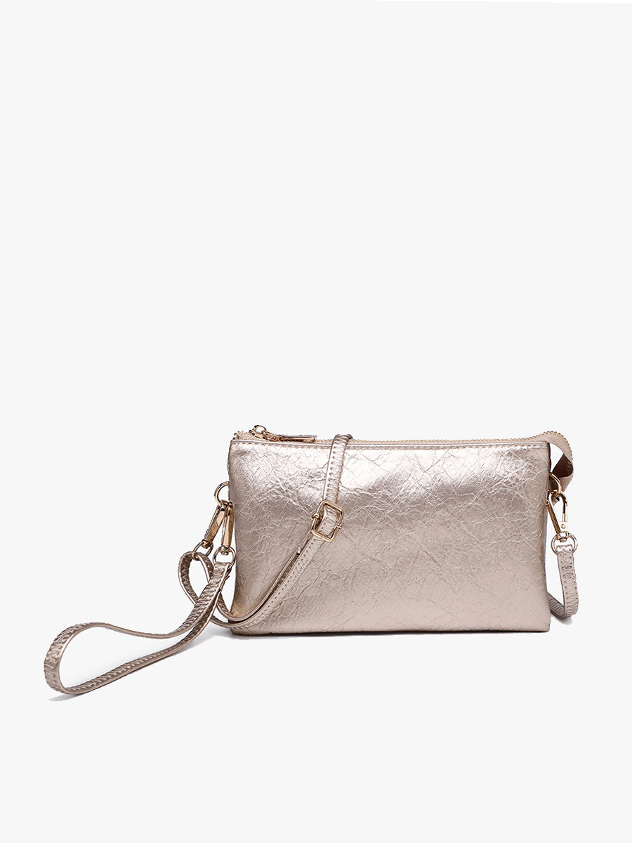 Riley Vegan Crossbody in Gold Foil - Jen & Co. vegan handbag