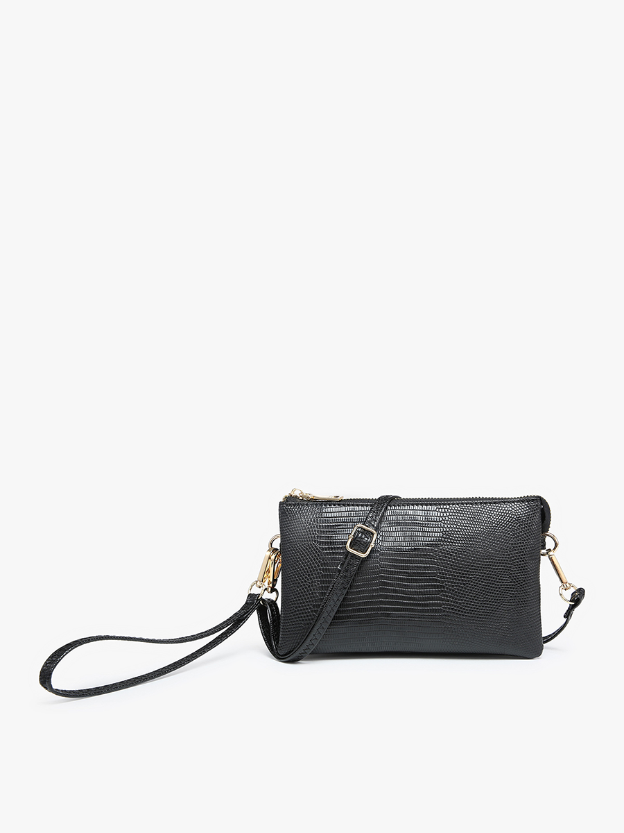 Riley Vegan Lizard Crossbody Black - Jen & Co. vegan handbag