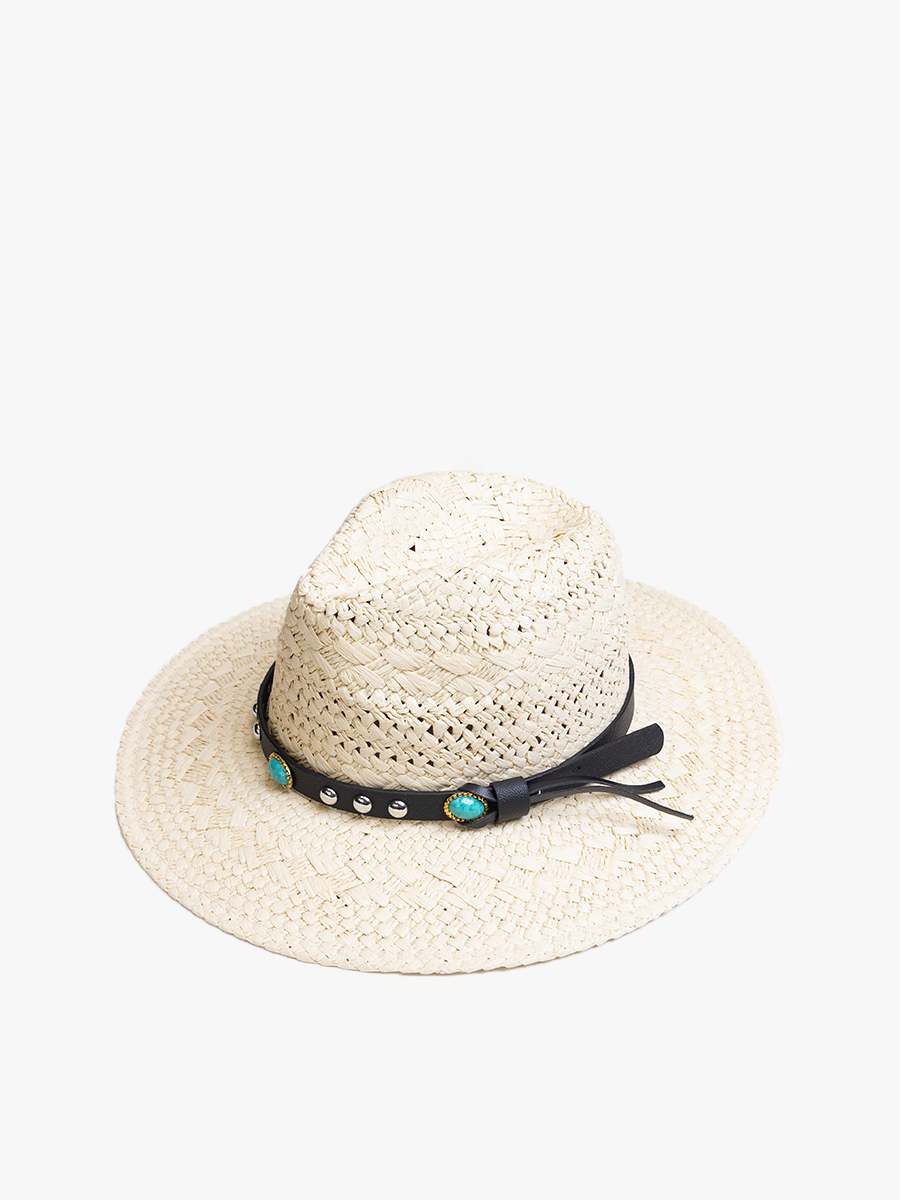 Hartley Fedora w/ Leather Natural - Jen & Co. vegan handbag