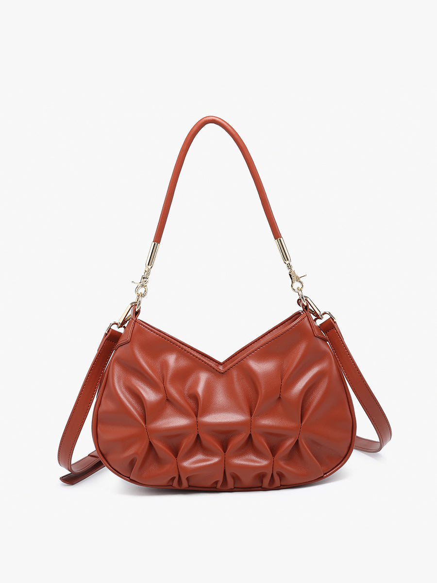 Matilda Vegan Ruched Shoulder Bag Brick - Jen & Co. vegan handbag