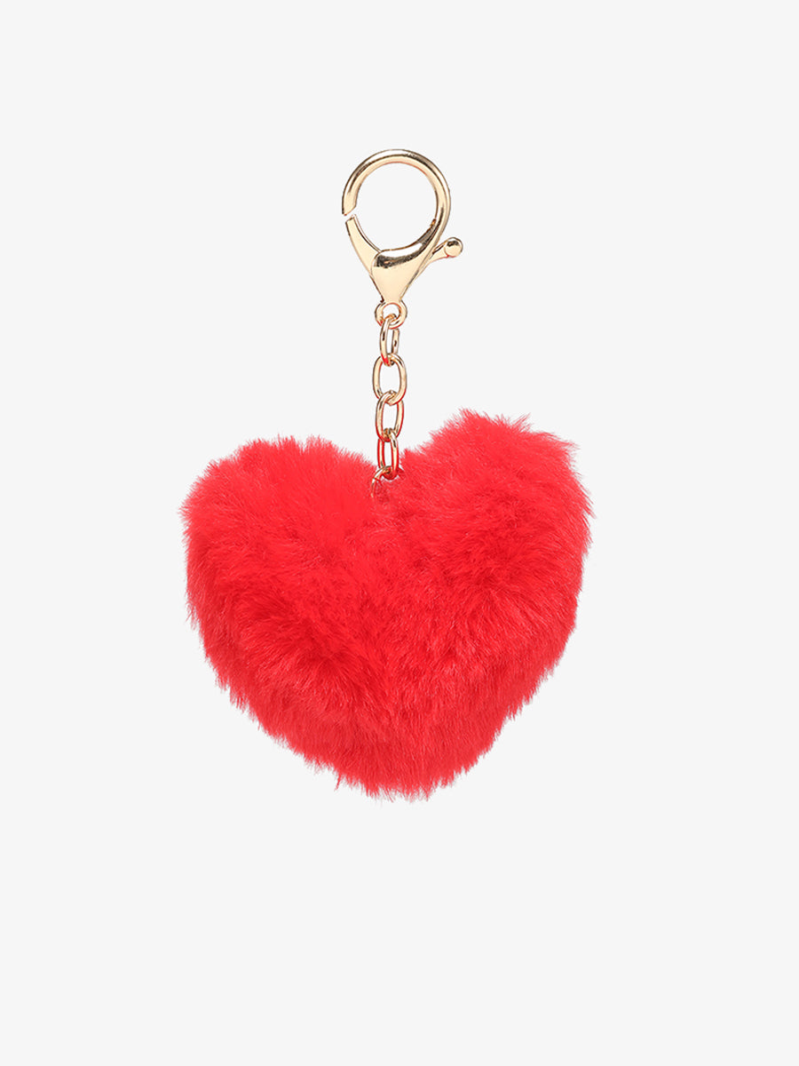Fur Bag Charm Red Heart - Jen & Co. vegan handbag