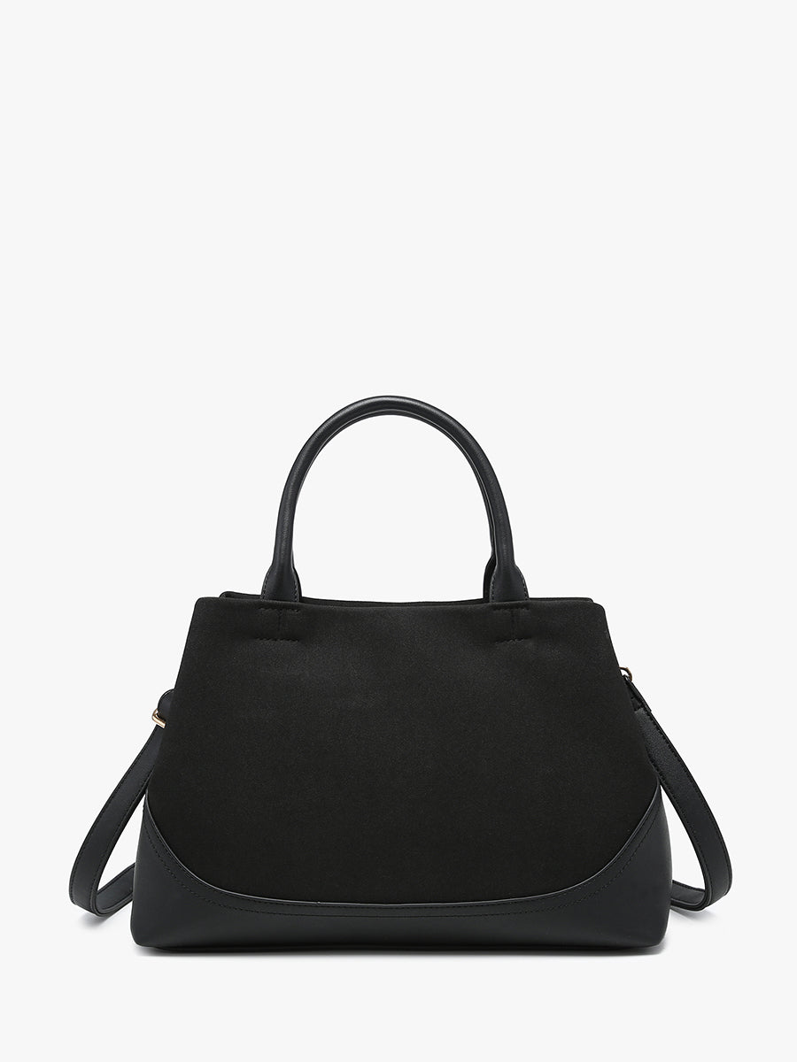 Ximena Vegan Suede Satchel Black - Jen & Co. vegan handbag