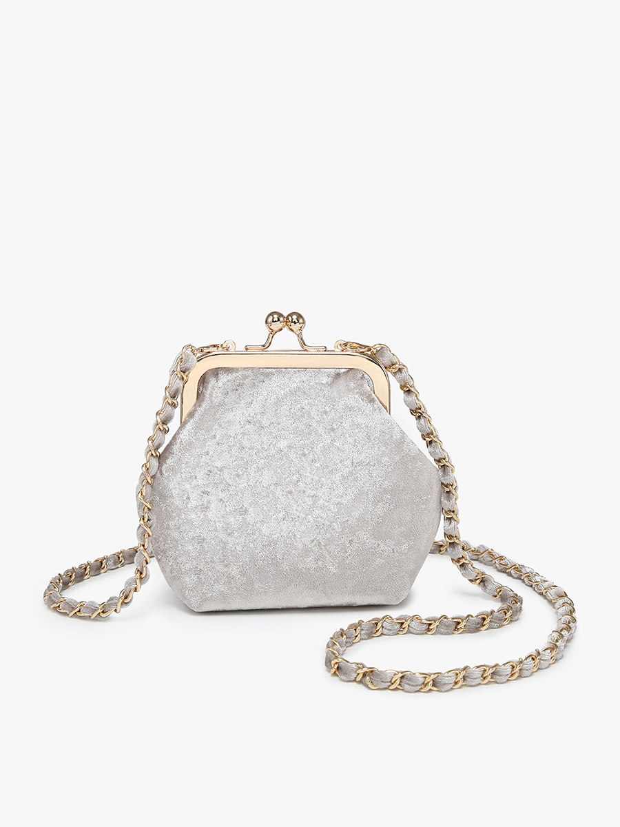 Cleo Velvet Coin Pouch White - Jen & Co. vegan handbag