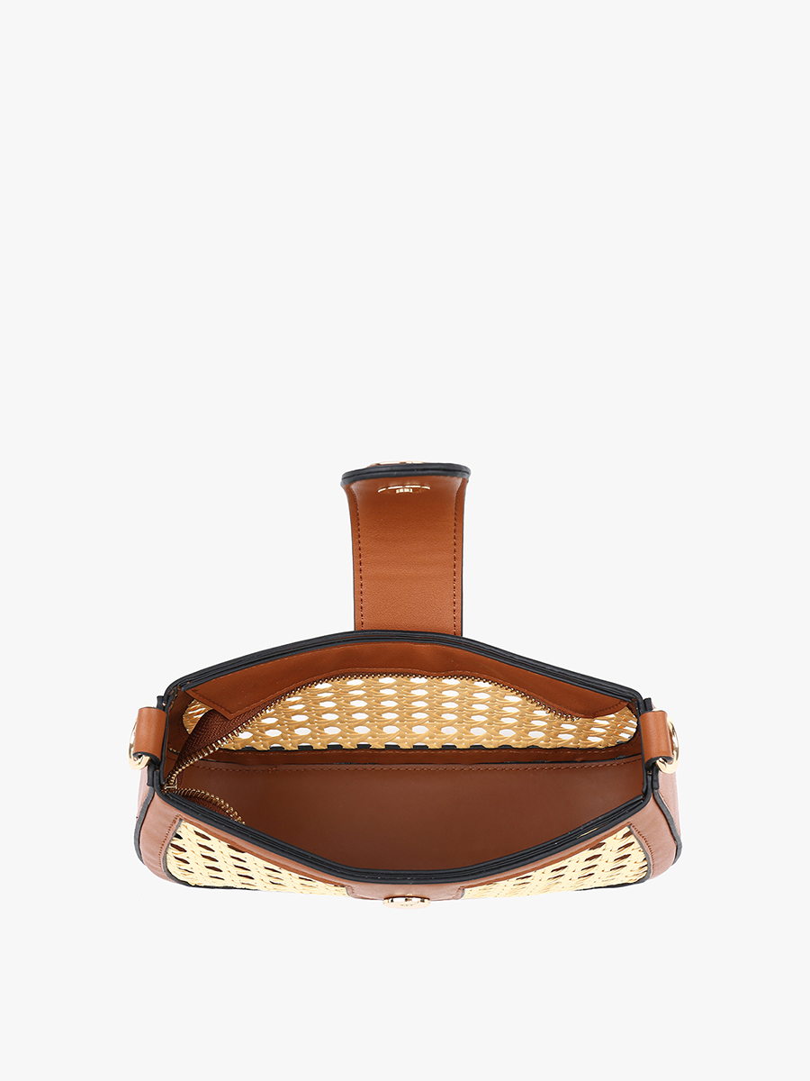 Miller Vegan Rattan Crossbody - Jen & Co. vegan handbag