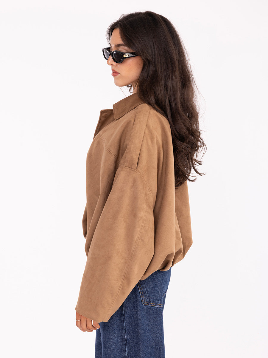 Lora Faux Suede Jacket - Jen & Co. vegan handbag
