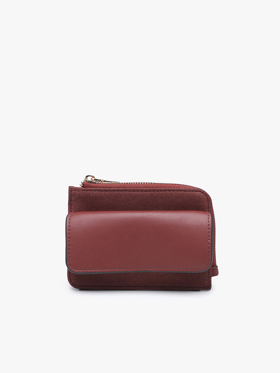 Joanna Vegan Suede Wallet Garnet - Jen & Co. vegan handbag