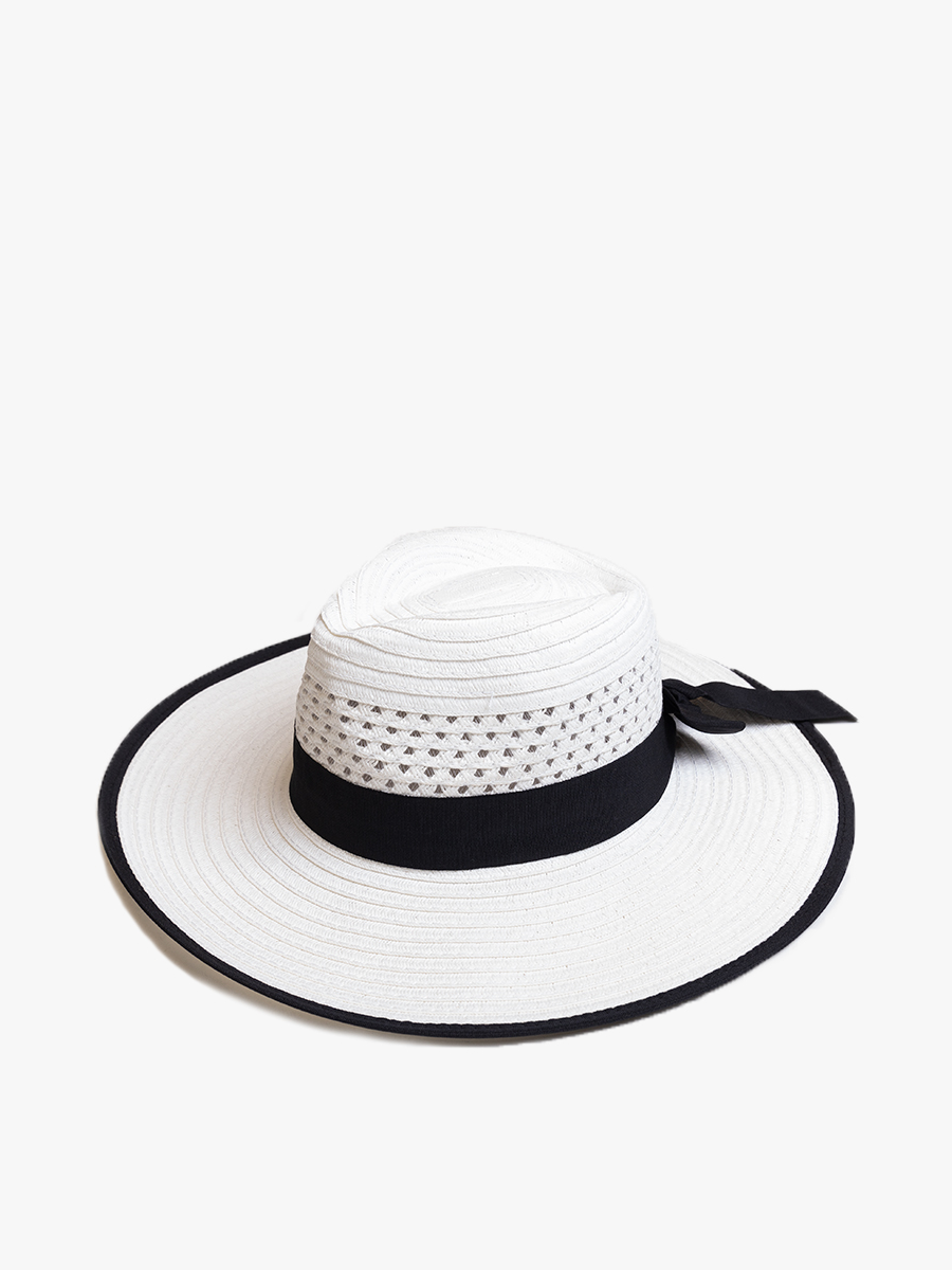 Diane Fedora w/ Ribbon White - Jen & Co. vegan handbag