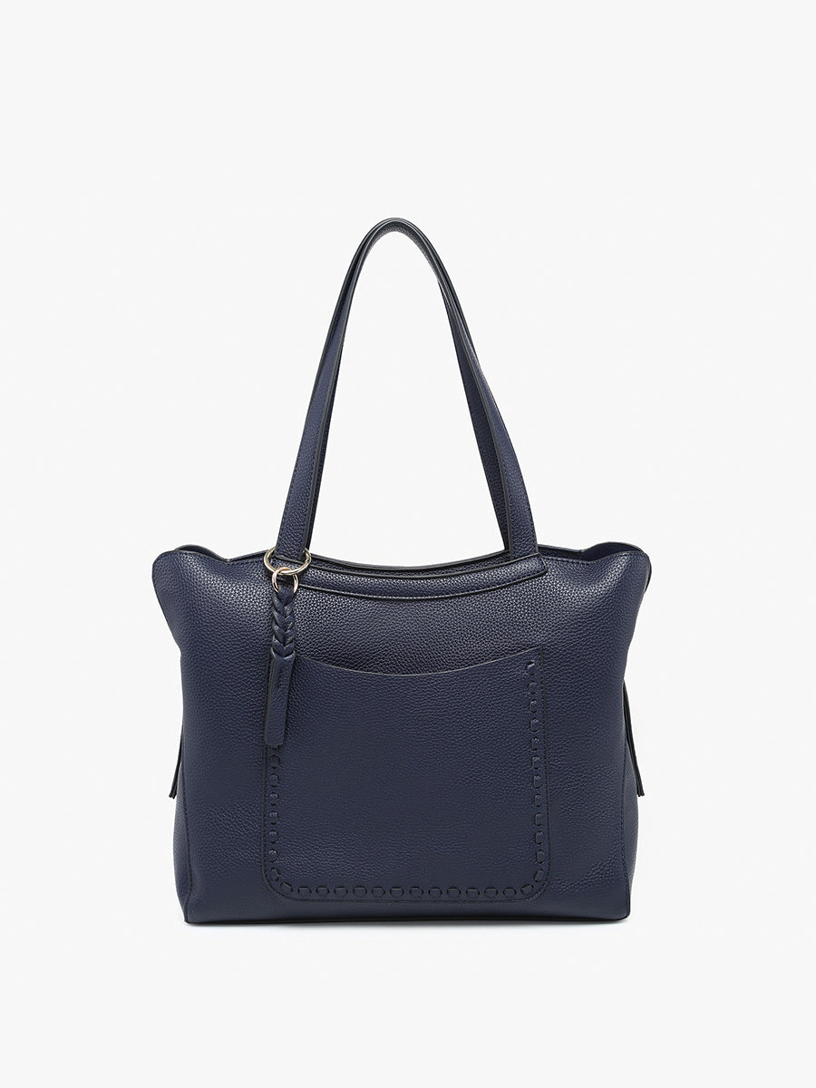Hunter Vegan Distressed Tote Navy - Jen & Co. vegan handbag