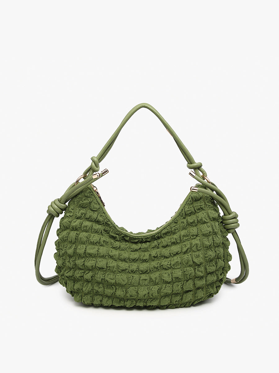 Nelly Quilted Nylon Shoulder Bag Olive - Jen & Co. vegan handbag
