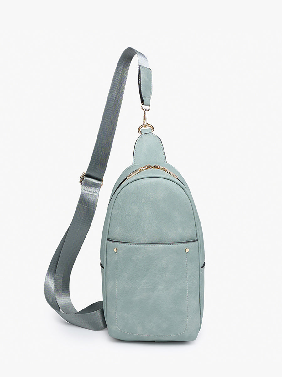 Pamela Vegan Double Zip Sling Bag - Jen & Co. vegan handbag