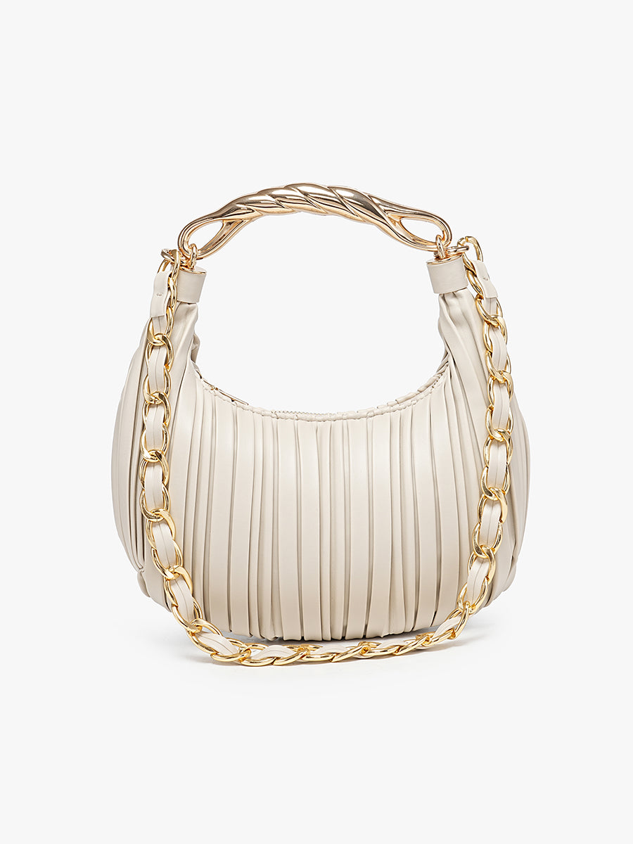 Miriam Vegan Pleated Shoulder Bag Greige - Jen & Co. vegan handbag
