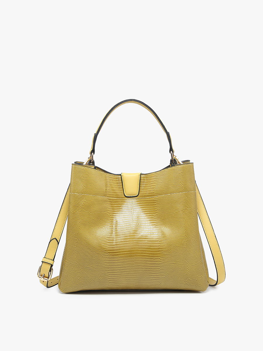 Tati Vegan Lizard Satchel in Fern - Jen & Co. vegan handbag