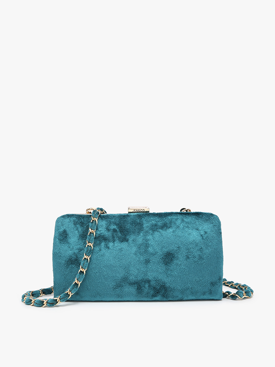 Sue Velvet Wallet Pouch Green - Jen & Co. vegan handbag