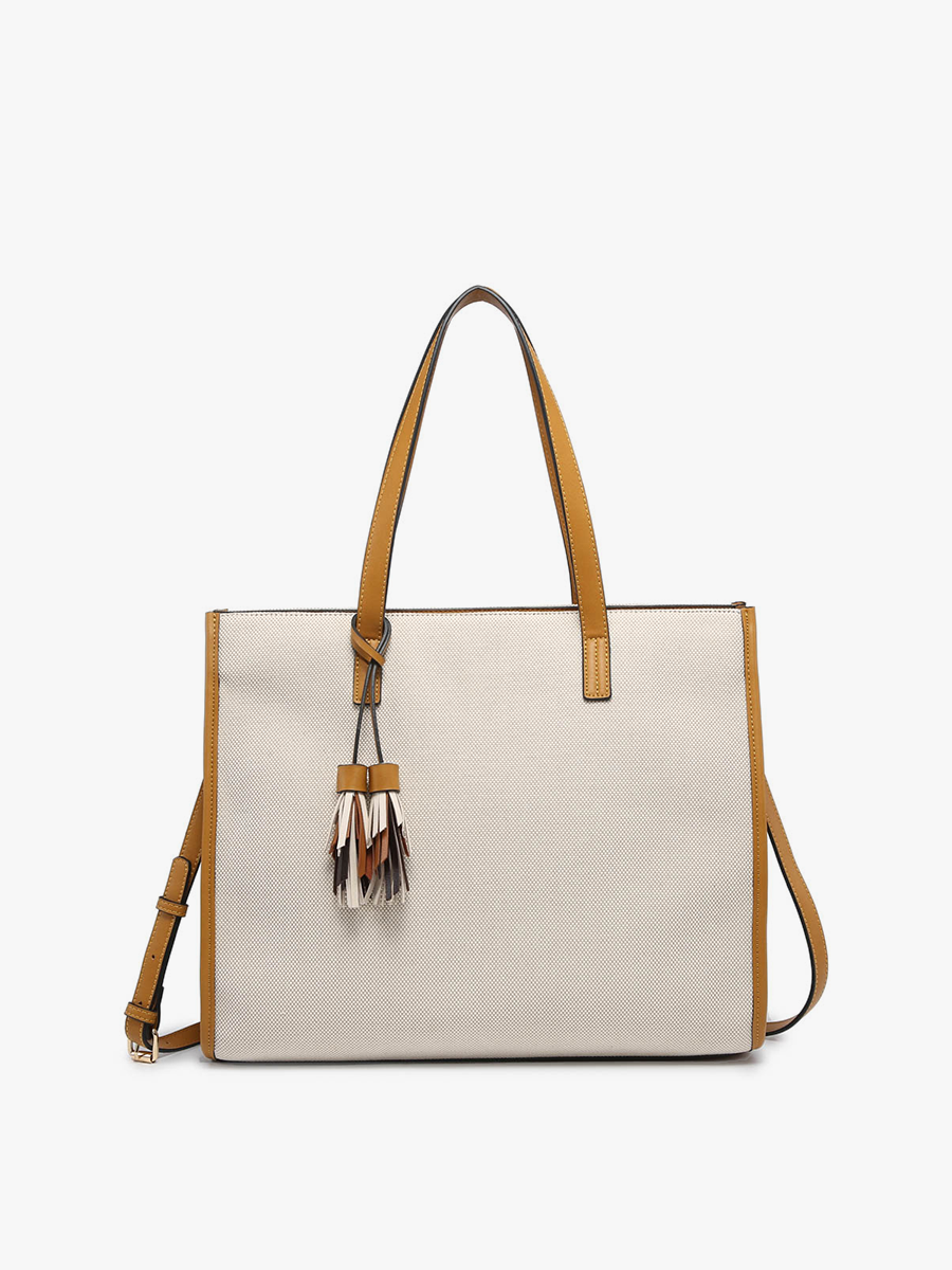 Eleanor Vegan Tote in Beige - Jen & Co. vegan handbag