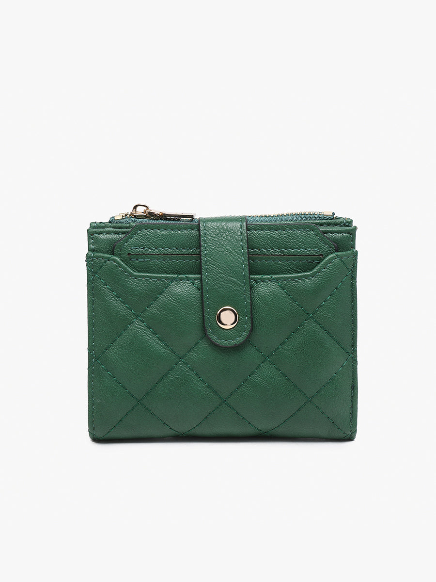 Melody Vegan Quilted Wallet in Green - Jen & Co. vegan handbag