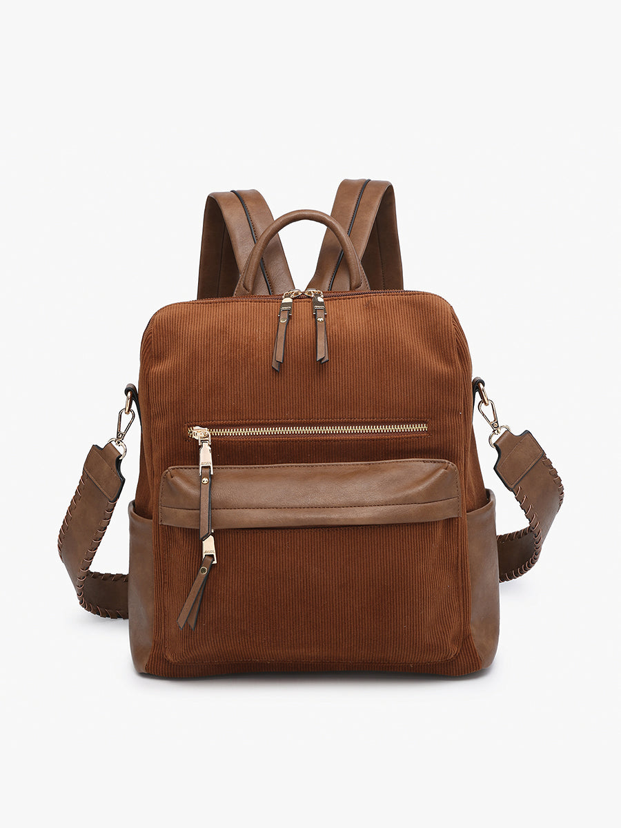 Jen & Co Amelia Convertible Backpack with Guitar Strap Corduroy Brown